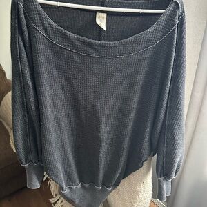 We The Free Charcoal Ribbed Top